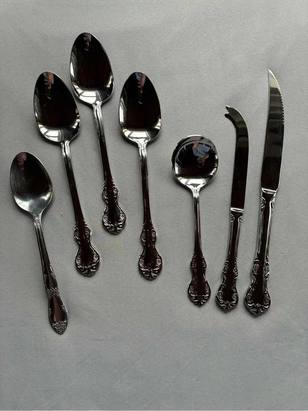RSVP RXV2 Florals & Scrolls 7 Pc Flatware Lot 18/10 Stainless Replacement